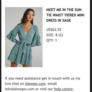Showpo Sage Minidress Size Small